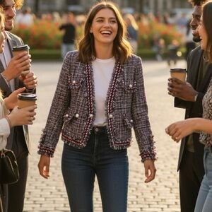 Tweed jacket luxury career blazer pearl runway sma